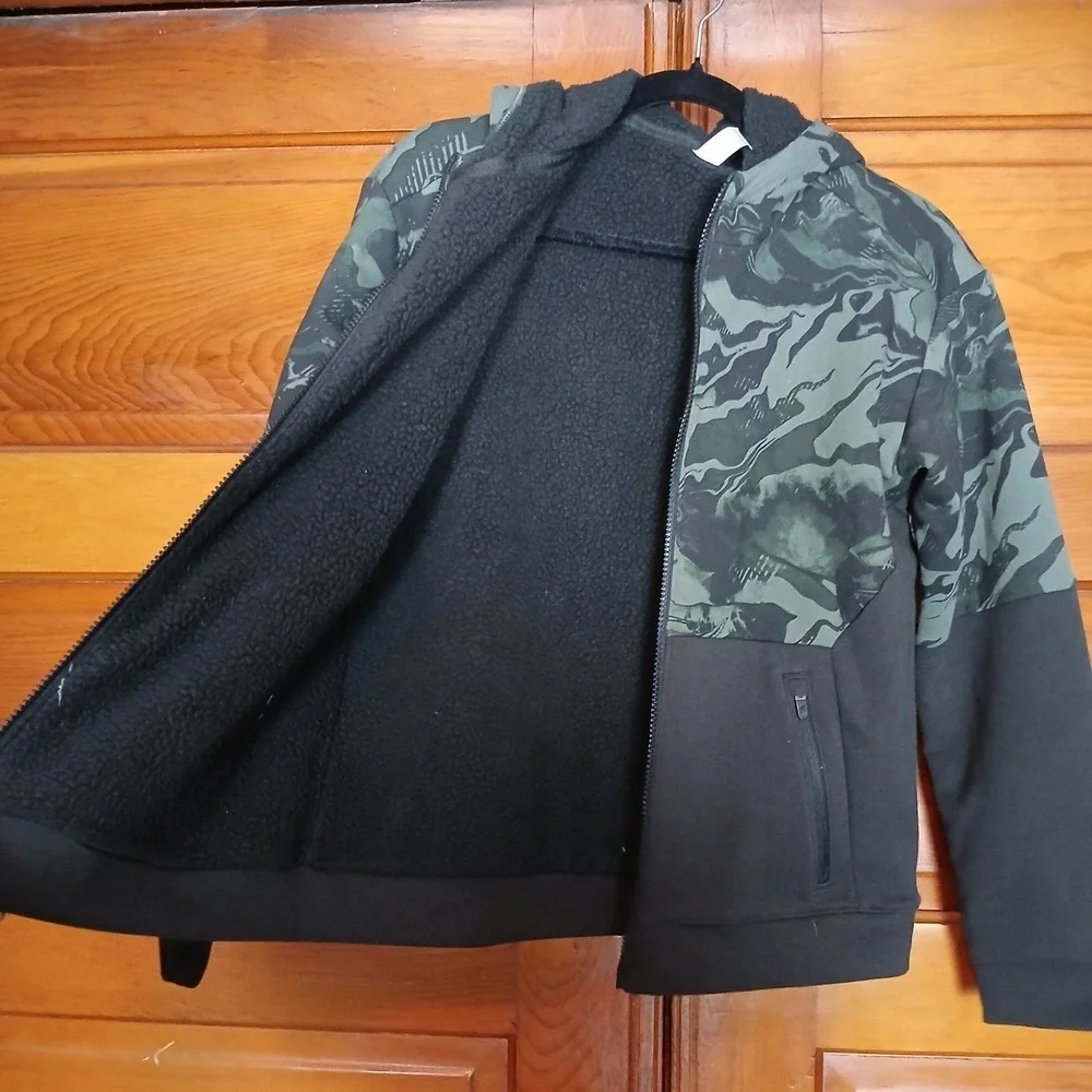 NWT DSG Boys Large‎ (14-16) Sport Sherpa Jacket Green Black Long Sleeve Full Zip